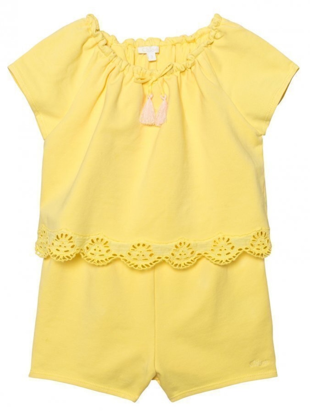 Chloe Yellow Girls Two-Piece Set with Tassel Detail